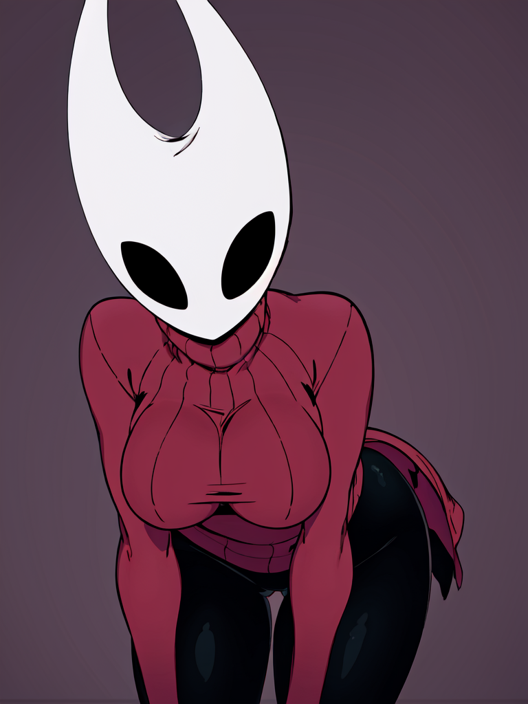 03725-2708358507-1girl hornet solo mask black eyes red sweater turtleneck cowboy shot black skin_1ddc337ce0f8624a4c84d00fbbc8f4c7e198b8a07.2), leaning forward,  , simple backgr.png